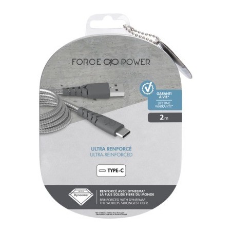 Bigben Connected FPCBLAC2MG câble USB 2 m USB 2.0 USB C USB A Gris