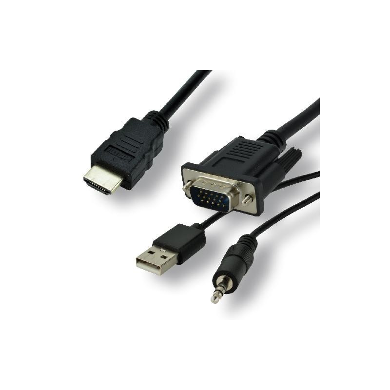 MCL MCVDIVGAHD-1.5M câble vidéo et adaptateur 1,5 m VGA (D-Sub) HDMI Type A (Standard) Noir