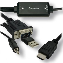 MCL MCVDIVGAHD-1.5M câble vidéo et adaptateur 1,5 m VGA (D-Sub) HDMI Type A (Standard) Noir