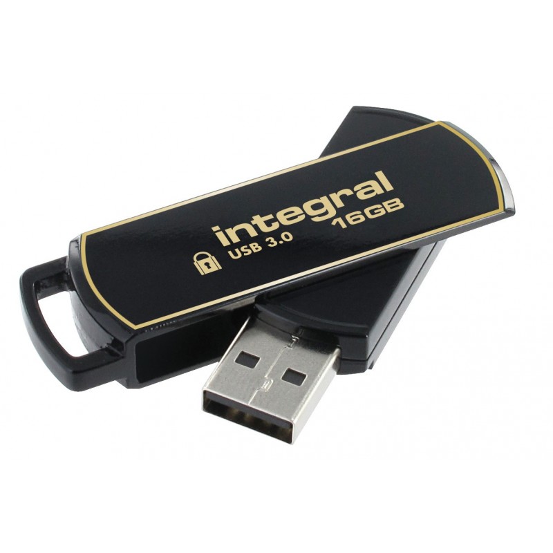 Integral 16GB Secure 360 Encrypted USB 3.0 lecteur USB flash 16 Go USB Type-A 3.2 Gen 1 (3.1 Gen 1) Noir, Or