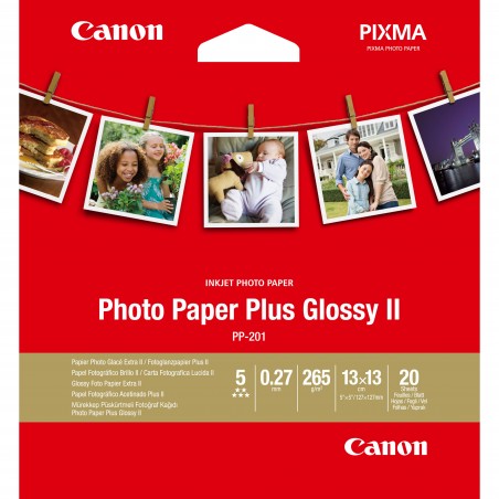 Canon Papier Photo Glacé Extra II PP-201 5 × 5 po (13 × 13 cm) - 20 feuilles