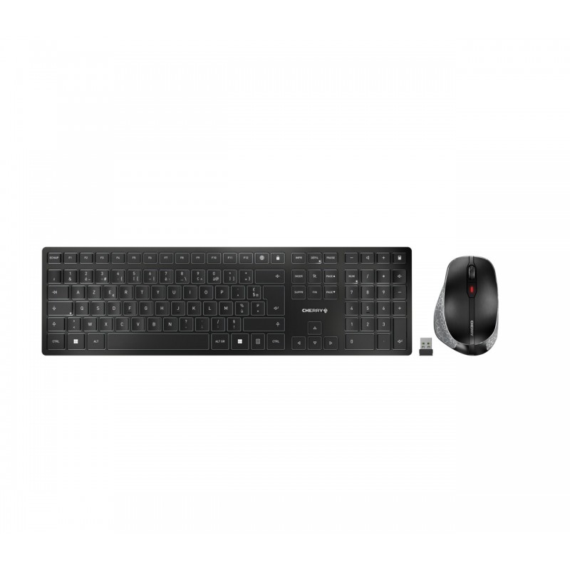 CHERRY DW 9500 SLIM clavier Souris incluse RF sans fil + Bluetooth AZERTY Français Noir, Gris