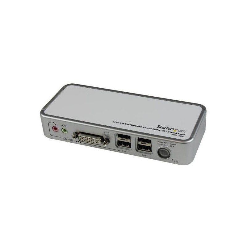 StarTech.com Ensemble de commutateur KVM DVI 2 ports USB avec câbles USB 2.0 audio et concentrateur