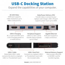 Tripp Lite U442-DOCK5D-GY station d'accueil Avec fil USB 3.2 Gen 1 (3.1 Gen 1) Type-C Gris