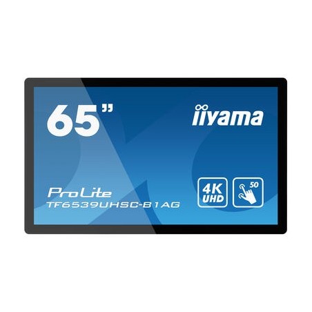 iiyama TF6539UHSC-B1AG affichage de messages Écran plat interactif 165,1 cm (65") LCD 500 cd m² 4K Ultra HD Noir Écran tactile