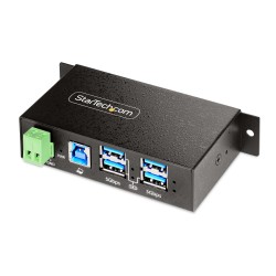 StarTech.com Hub USB 3.0 4 Ports avec 4x USB-A, Boîtier Industriel en Métal, Hub USB 4 ports avec Protection ESD, Montage