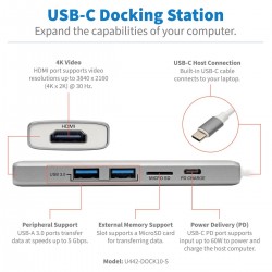 Tripp Lite U442-DOCK10-S station d'accueil USB 3.2 Gen 2 (3.1 Gen 2) Type-C Argent