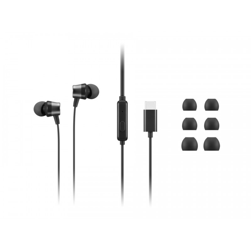 Lenovo 4XD1J77351 écouteur casque Avec fil Ecouteurs Bureau Centre d'appels USB Type-C Noir