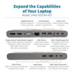 Tripp Lite U442-DOCK4-INT station d'accueil Avec fil USB 3.2 Gen 2 (3.1 Gen 2) Type-C Gris