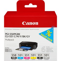 Canon Multipack de 6 cartouches d'encre PGI-550 CLI-551 PGBK C M Y BK GY