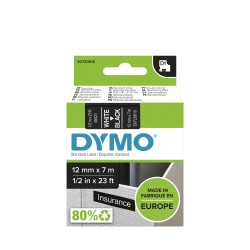 DYMO D1 - Standard Étiquettes - Blanc sur noir - 12mm x 7m