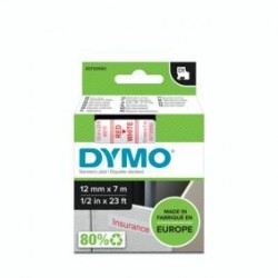 DYMO D1 - Standard Étiquettes - Rouge sur blanc - 12mm x 7m