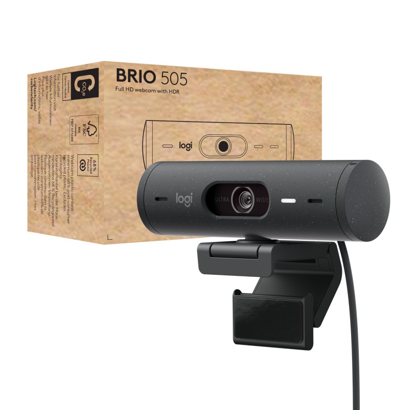 Logitech Brio 505 webcam 4 MP 1920 x 1080 pixels USB Noir