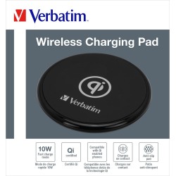 Verbatim 49550 chargeur d'appareils mobiles Téléphone portable Noir USB Recharge sans fil Charge rapide Intérieure