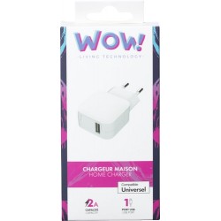 Bigben Connected WOWCS1USB2AW chargeur d'appareils mobiles Smartphone Blanc Secteur Intérieure