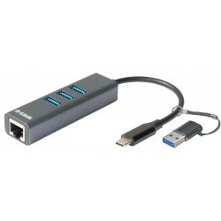 D-Link Adaptateur USB-C USB vers Gigabit Ethernet avec 3 ports USB 3.0 DUB-2332
