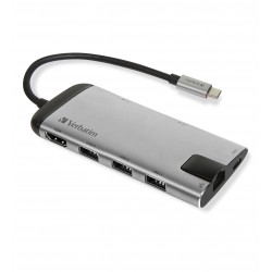 Verbatim 49142 station d'accueil USB 3.2 Gen 1 (3.1 Gen 1) Type-C Noir, Argent