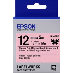 Epson Ruban satin pour étiqueteuse LK-4PBK Noir Rose 12 mm (5 m)