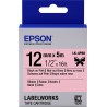 Epson Ruban satin pour étiqueteuse LK-4PBK Noir Rose 12 mm (5 m)