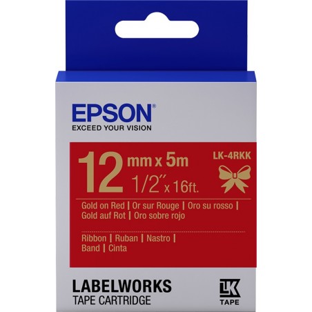 Epson Ruban satin pour étiqueteuse LK-4RKK Or Rouge 12 mm (5 m)