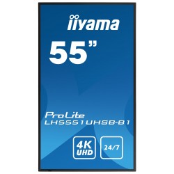 iiyama LH5551UHSB-B1 affichage de messages Écran plat interactif 137,2 cm (54") IPS 800 cd m² 4K Ultra HD Noir 24 7