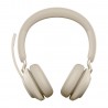 Jabra Evolve2 65, UC Stereo Casque Sans fil Arceau Bureau Centre d'appels USB Type-C Bluetooth Beige