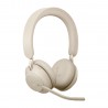 Jabra Evolve2 65, UC Stereo Casque Sans fil Arceau Bureau Centre d'appels USB Type-C Bluetooth Beige