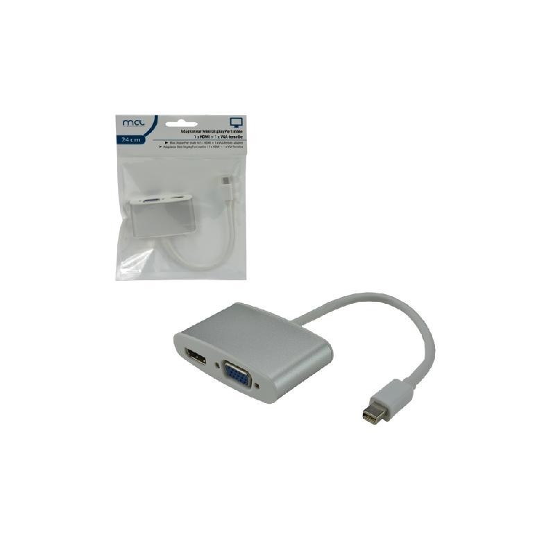 MCL CG-298C câble vidéo et adaptateur 0,24 m Mini DisplayPort HDMI + VGA (D-Sub) Blanc