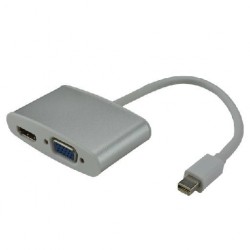 MCL CG-298C câble vidéo et adaptateur 0,24 m Mini DisplayPort HDMI + VGA (D-Sub) Blanc