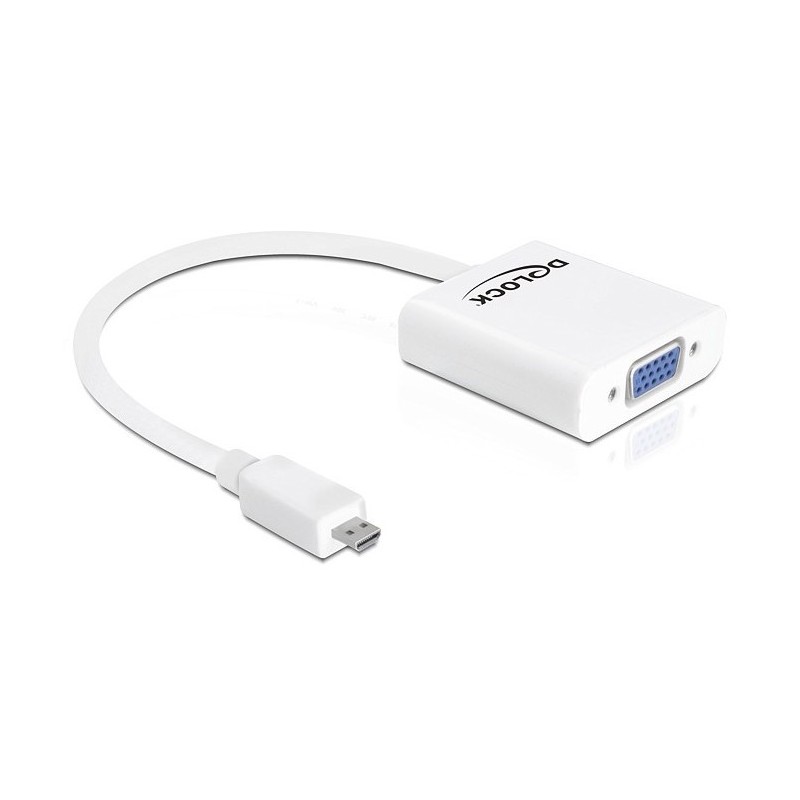 DeLOCK 65347 câble vidéo et adaptateur VGA (D-Sub) HDMI Type D (Micro) Blanc