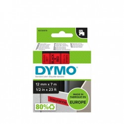 DYMO D1 - Standard Étiquettes - Noir sur rouge - 12mm x 7m