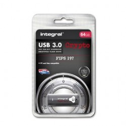 Integral 64GB Crypto Drive FIPS 197 Encrypted USB 3.0 lecteur USB flash 64 Go USB Type-A 3.2 Gen 1 (3.1 Gen 1) Gris