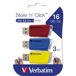 Verbatim Clé USB Store 'n Click 3 x 16 Go Rouge   Bleu   Jaune