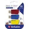 Verbatim Clé USB Store 'n Click 3 x 16 Go Rouge   Bleu   Jaune