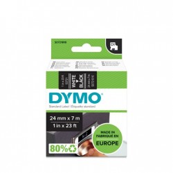 DYMO D1 - Standard Étiquettes - Blanc sur noir - 24mm x 7m