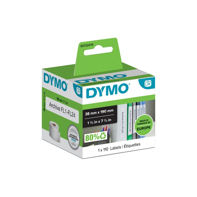 DYMO LW - Étiquettes pour classeurs petit format - 38 x 190 mm - S0722470