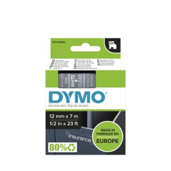 DYMO D1 - Standard Étiquettes - Blanc sur transparent - 12mm x 7m