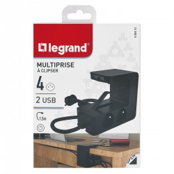 Legrand 0 504 12 multiprise 1,5 m 4 sortie(s) CA Intérieure Noir