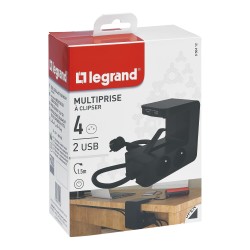 Legrand 0 504 12 multiprise 1,5 m 4 sortie(s) CA Intérieure Noir