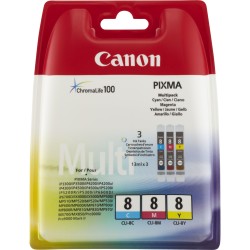 Canon Multipack de cartouches d'encre couleur CLI-8 C M Y