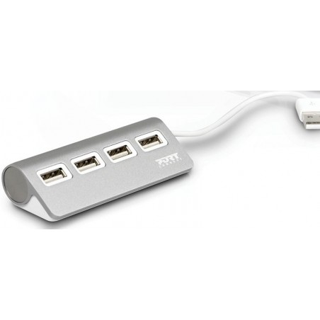 Port Designs 900120 hub & concentrateur USB 2.0 480 Mbit s Gris, Blanc