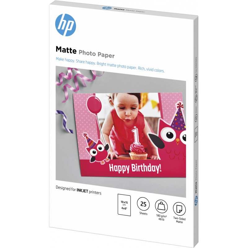 HP Papier photo mat, 180 g m2, 10 x 15 cm (101 x 152 mm), 25 feuilles