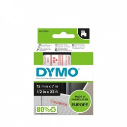 DYMO D1 - Standard Étiquettes - Rouge sur transparent - 12mm x 7m