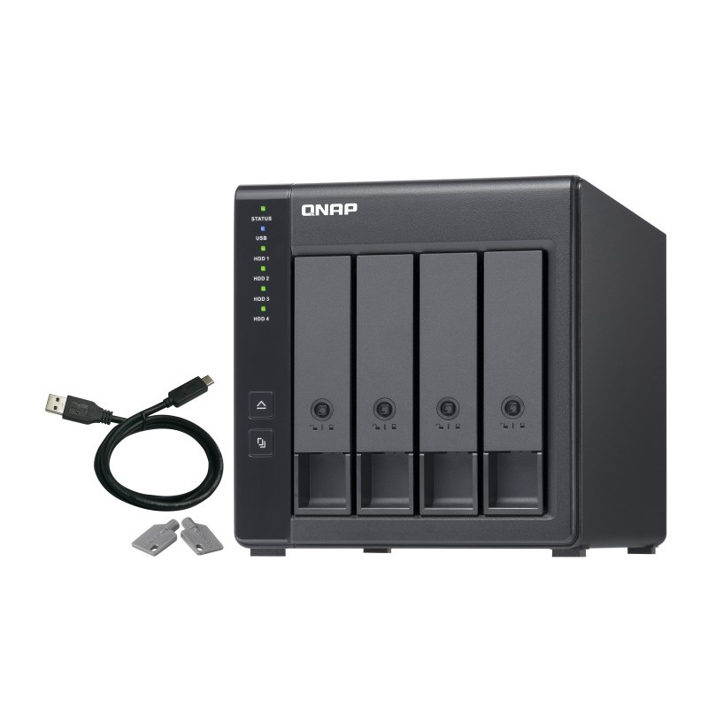 QNAP TR-004 Boîtier de disques de stockage Boîtier disque dur SSD Noir 2.5 3.5"