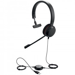 Jabra Evolve 20 MS Mono Casque Avec fil Arceau Bureau Centre d'appels USB Type-A Noir