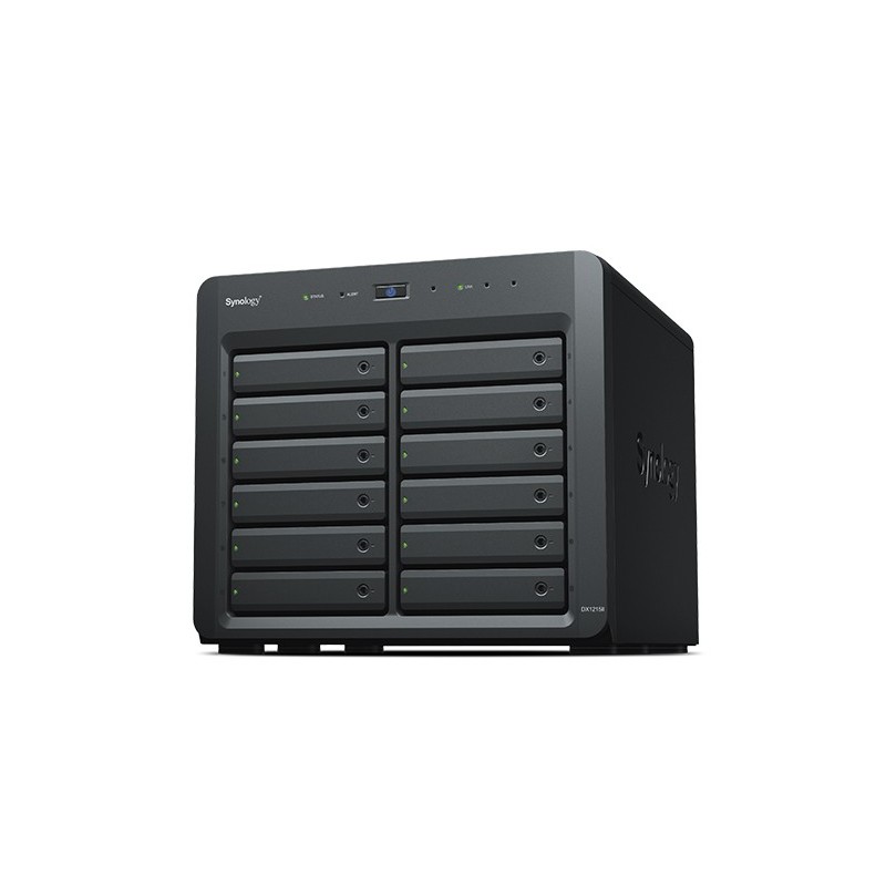 Synology DX1215II Boîtier de disques de stockage Boîtier disque dur SSD Noir 2.5 3.5"