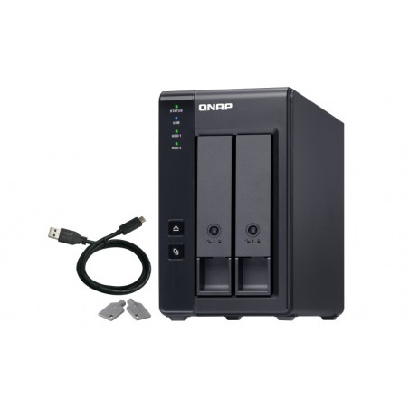 QNAP TR-002 Boîtier de disques de stockage Boîtier disque dur SSD Noir 2.5 3.5"