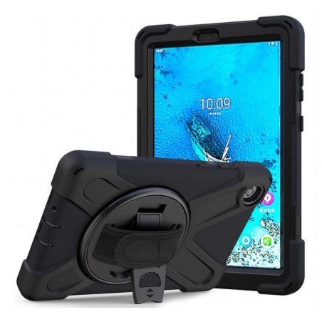 DLH COQUE RENFORCEE AVEC BANDOULIERE, POIGNEE ROTATIVE ET PIED SUPPORT POUR LENOVO TAB M8 (TB-8705   TB-8705F   TB-8705N)