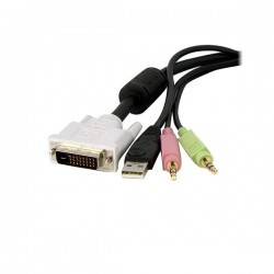 StarTech.com Câble de commutateur KVM DVI-D Dual Link USB 4 en 1 de 3 m avec audio et microphone