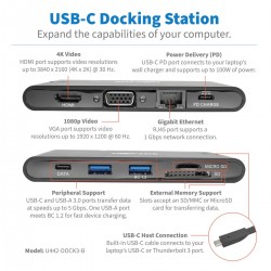 Tripp Lite U442-DOCK3-B station d'accueil Avec fil USB 3.2 Gen 2 (3.1 Gen 2) Type-C Noir